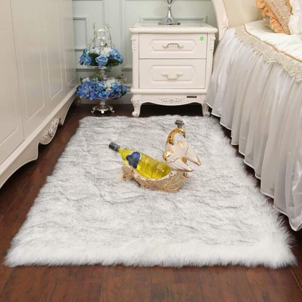 Peau de Mouton synthétique,Faux Peau de Mouton Imitation Toison Moquette,Peau d'agneau Tapis,Fluffy Soft Longhair Décoratif Coussin de Chaise Canapé Natte