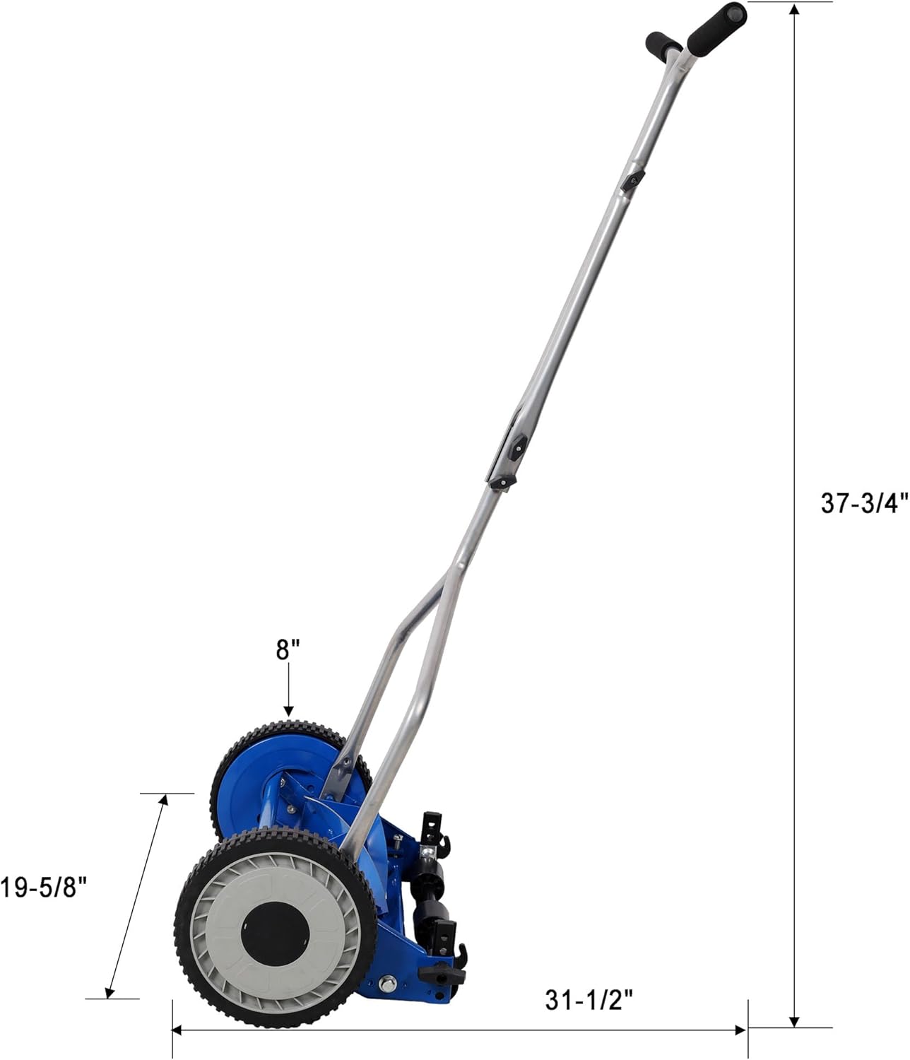 14 inch Push Lawn Mower, 5 Blades Manual Push Mower No Motor, Walk-Behind Lawn Mowers with T-Style Handle for Green Lawns Driveways Courtyards