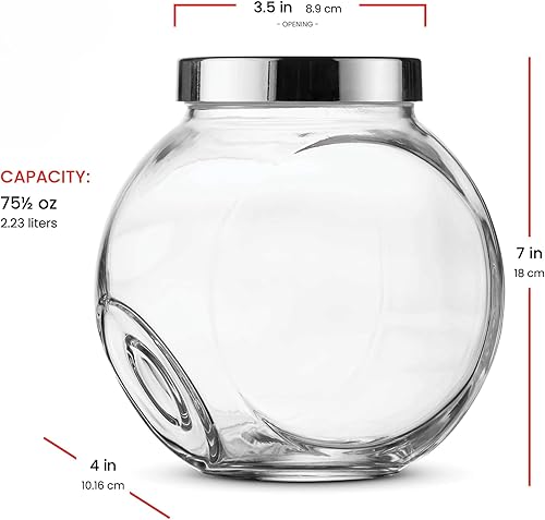 Miniatura 2 de Bormioli Rocco Pandora Frasco de Vidrio para Dulces de 75½ Onzas Frasco para Galletas (Paquete de 2) con Tapa de Sellado Hermético de Plástico