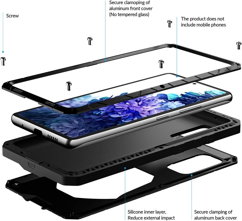 ❤ Crаzу Dеаlѕ Feitenn Samsung S20 FE 5G Metal Case, Galaxy S20 FE 5G Case Heavy Duty, Hard Cover Armor Military Bumper Shockproof Defender Rubber Men Gift Screen Protector for Samsung Galaxy S20 FE 5G 2020 - Black