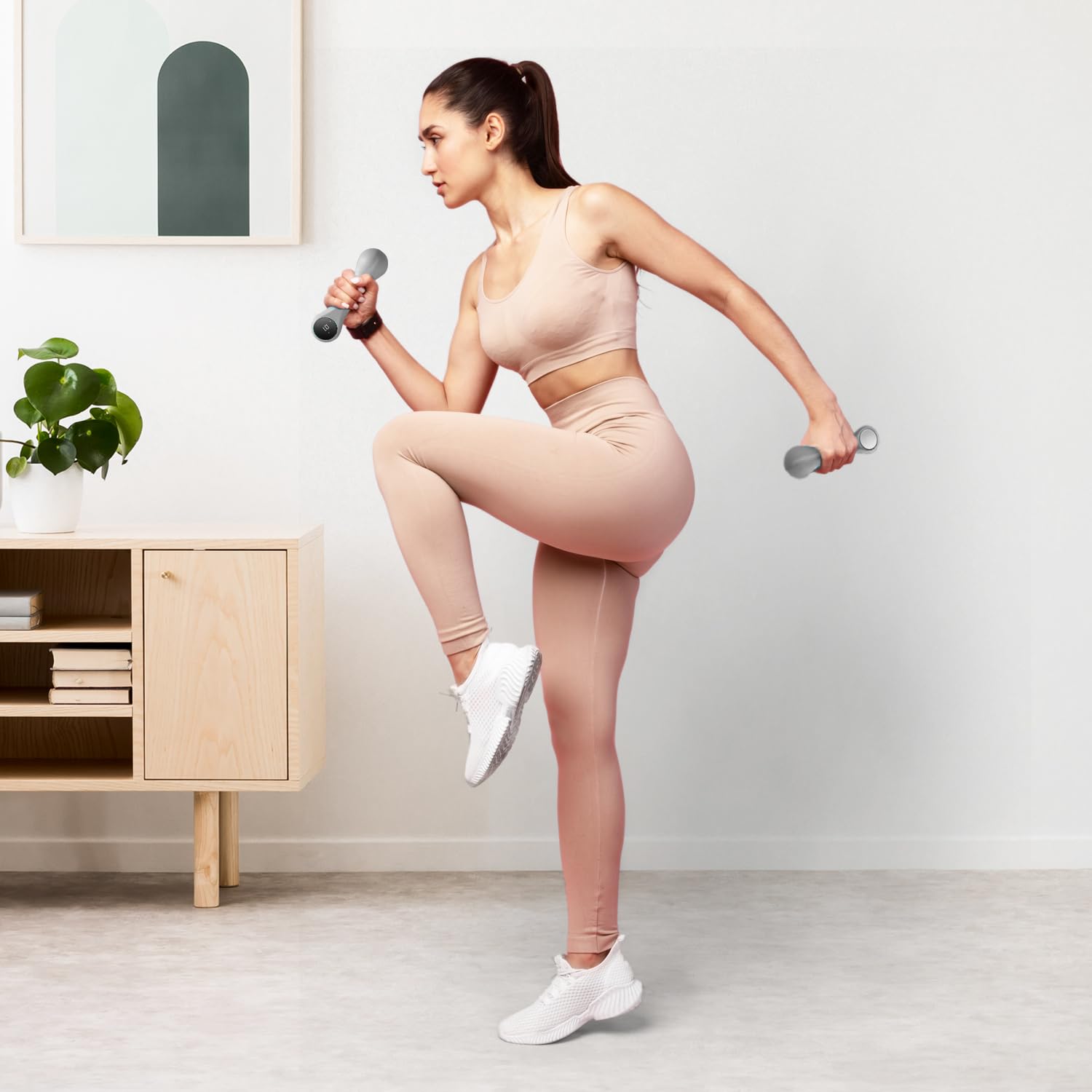 AsVIVA KH3 hantle gimnastyczne i obręcz HH1 Hula Hoop fitness, 3-częściowy zestaw krótkich hantli, 3 klasy wagowe, 6 hantli + pierścień biodrowy, idealne do gimnastyki, lekkiego treningu siłowego lub