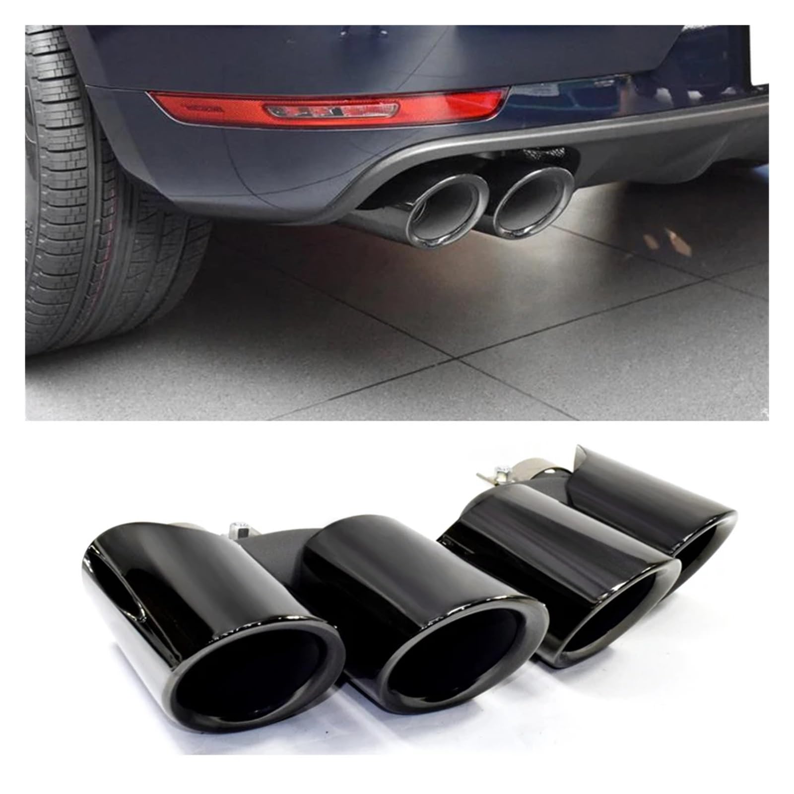 Rura wydechowa samochodu Quad Rura wydechowa Układ wydechowy Wymiana rury Auto Tail Kompatybilny z Porsche -Macan 2019-2021 Końcówka tłumika(Silver A)