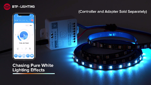 Image of BTF-LIGHTING WS2805 IC RGBCCT Addressable Dual Data LED Strip 5050SMD 16.4FT 60LED /m 20Pixel /m,UL Listed,5 Colors in 1 Chasing Color RGB+CCT 3000K-6500K IP30 DC12V(No Adapter or Controller)