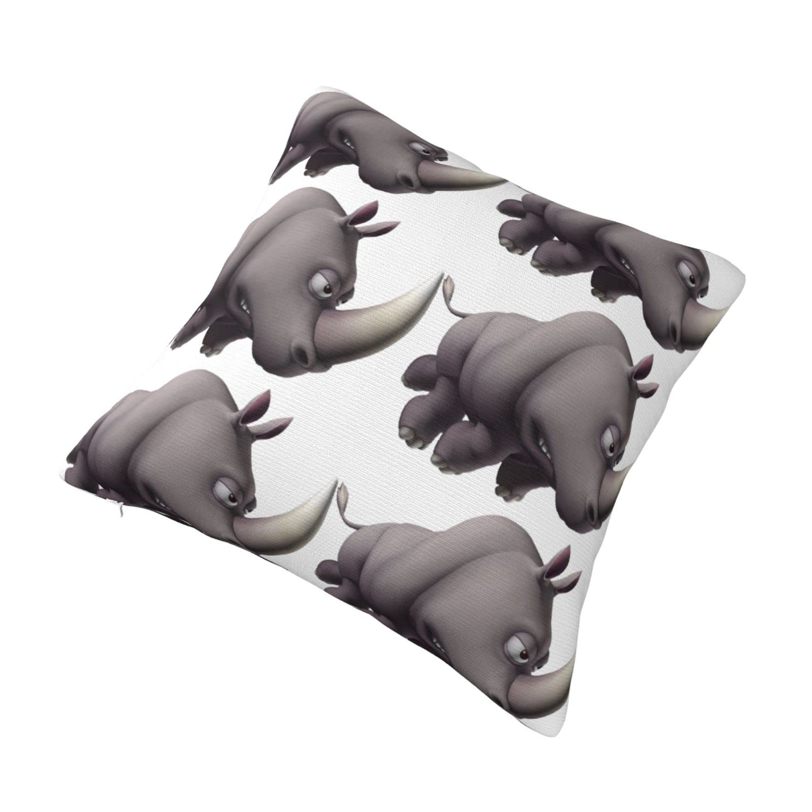 MQGMZ Federa per cuscino con stampa Angry Rhino in stile morbido e confortevole, per divano, letto, sedia