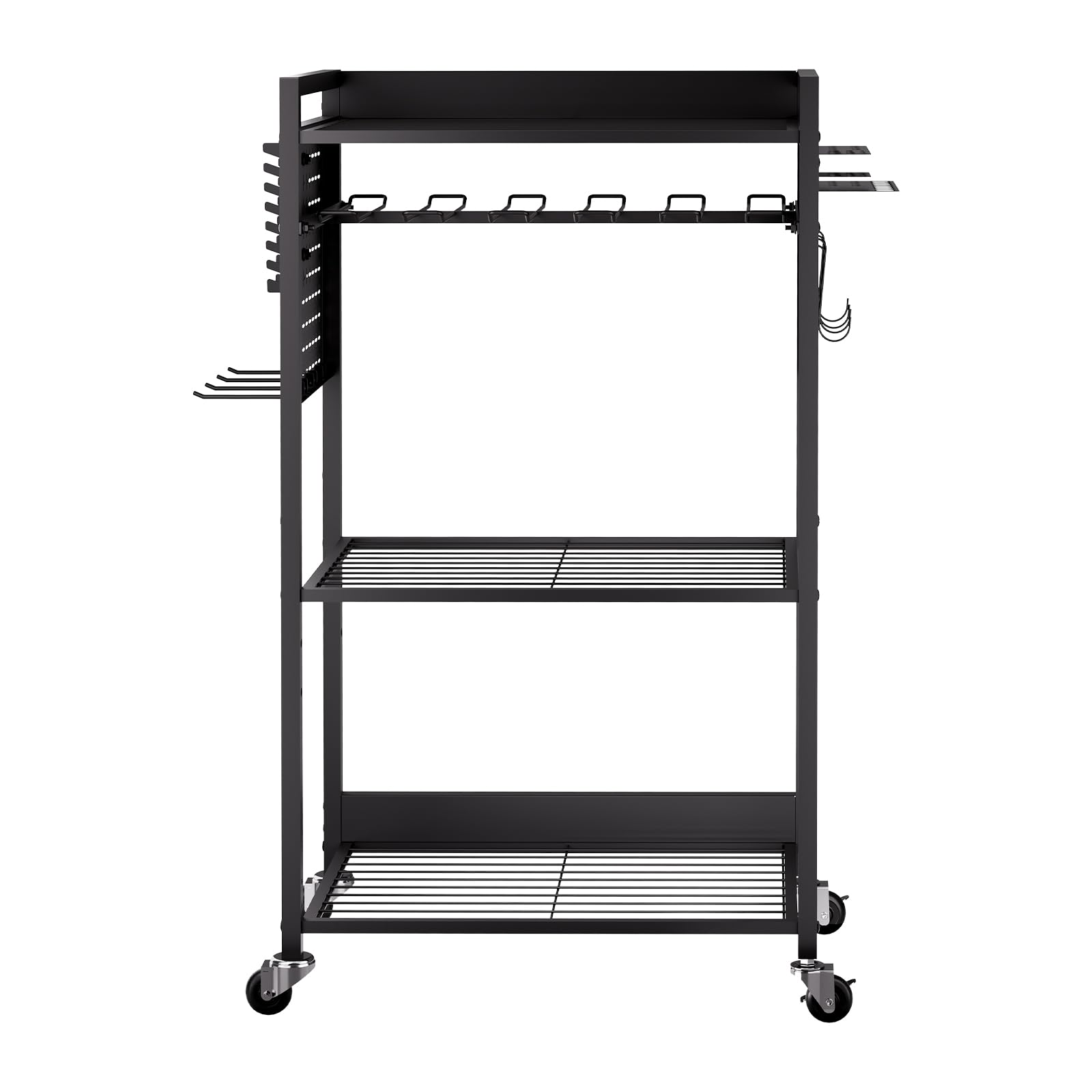 VEVOR Chariot à Outils, 4 Niveaux, Chariot Servante d'Atelier à roulettes, Capacité de Charge 68 kg, Rangement d'Outils Électriques, Support de Perceuse, pour Garage, Atelier de Réparation, Noir