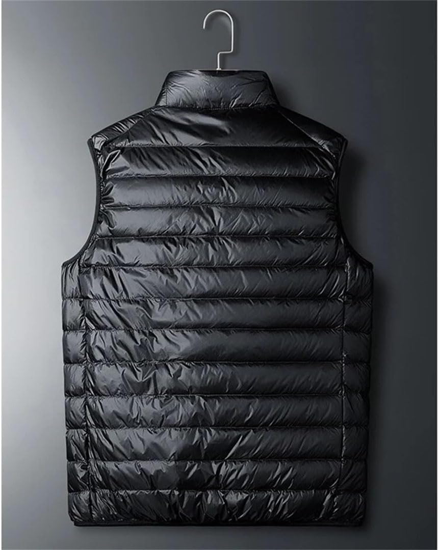 Men's Ultra Light Warm Vests Winter Stand Collar Padded Waistcoats Outdoor Lightweight Down Sleeveless