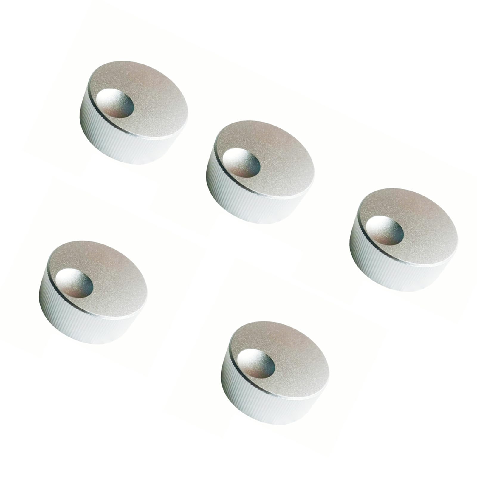 Geavonyg Silver 5Pieces Durability Aluminum Rotary Knobs Volumes Control Knobs For 6Mm Shaft Electronic Equipment And Projects Knob