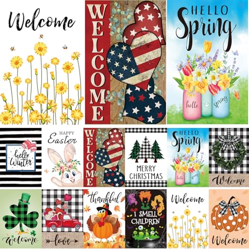 Seasonal Garden Flags Set of 12 Double Sided 12 x...