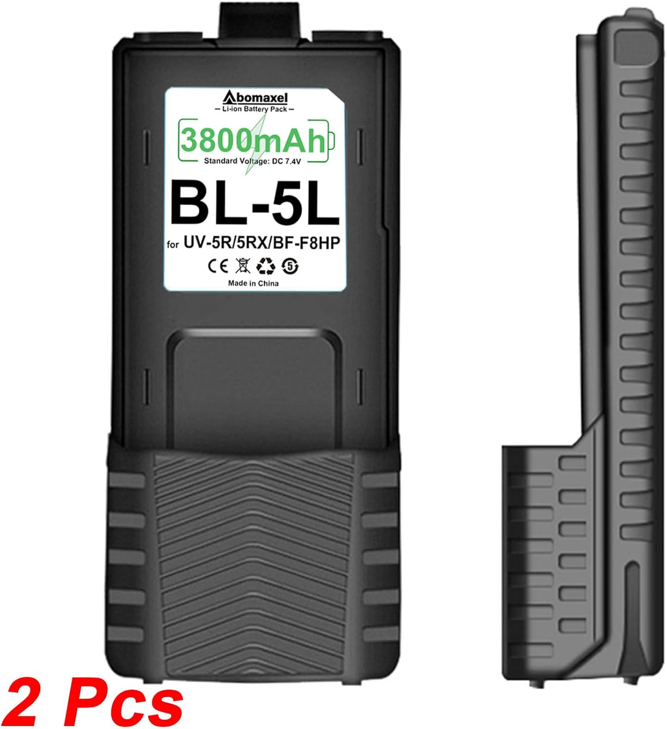 2 Pcs Replacement Battery for Walkie Talkie, Type-C Charging, Upgraded Battery of BL-5, BL-5 Extended Battery, 3800mAh 7.4V Li-ion Polymer Battery Pack, Compatible with UV-5R UV-5RX BF-F8HP Series