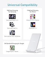 Vista 3 de Anker Cargador inalámbrico 313 (soporte), certificado Qi para iPhone 17/17 Pro/17 Pro Max/16/15/14/13, carga rápida de 10W para Galaxy S23 S22 S21