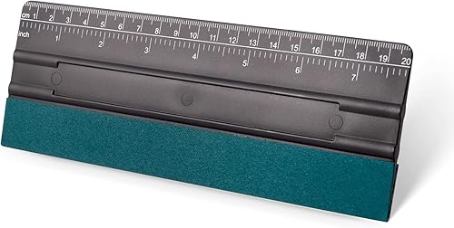 FOSHIO Escobilla de fieltro de 8 pulgadas para vinilo con regla de 7.9 in, 4 esquinas redondas, tarjeta universal, película de tinte de ventana,