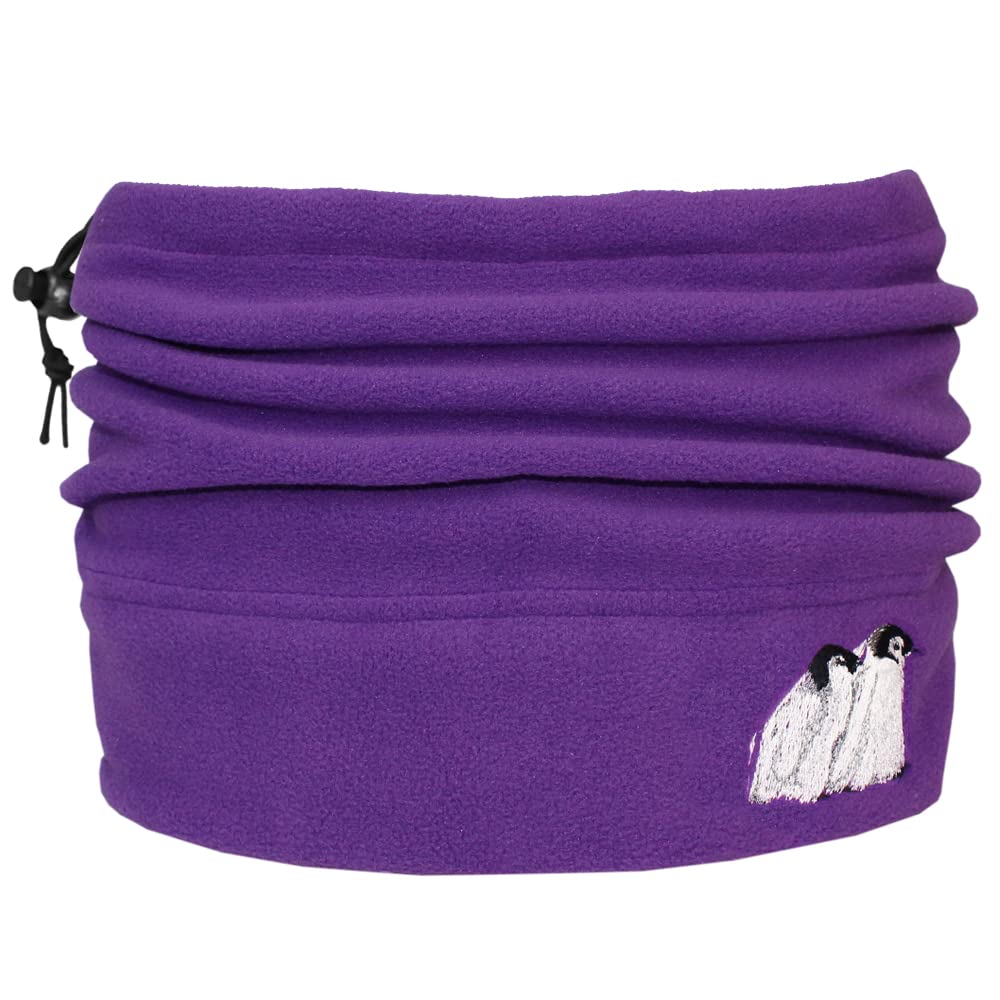 TeddyT's Women's Embroidered Penguin Thermal Toggle Snood Scarf (Purple)