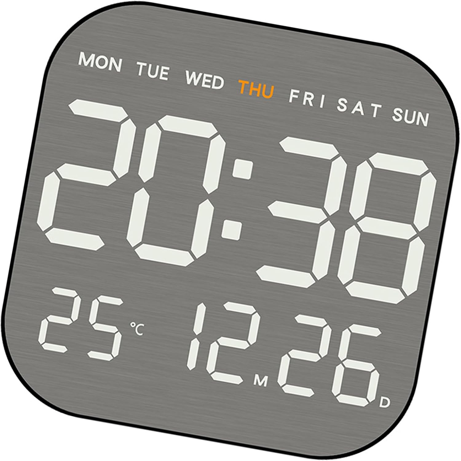 Metal Digital Alarm Clock with Snoozes Function Adjustable Brightness and Date Display for Bedroom or Office