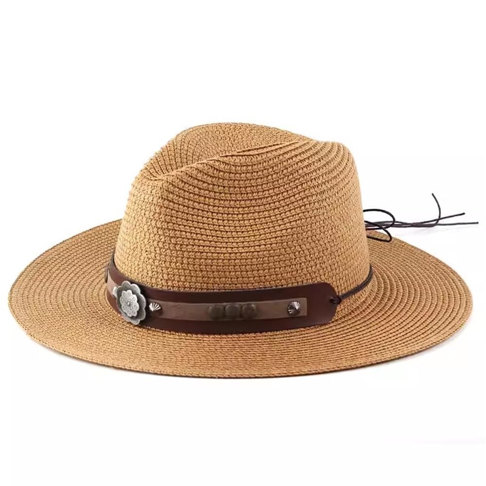 Cappello da Spiaggia in Paglia per Uomo Cappello di Paglia da Uomo Sole Estivo Viaggio Estivo all'aperto(Colour 6)