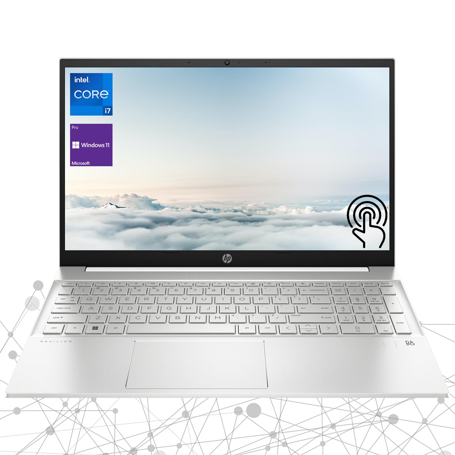 HPPavilion Laptop, 15.6'' FHD Touchscreen, 13th Gen Intel Core i7-1355U, 32GB RAM, 1TB PCIe SSD, Webcam, Type-C, FP Reader, Backlit KB, Wi-Fi 6, Windows 11 Pro, White(Upgraded)