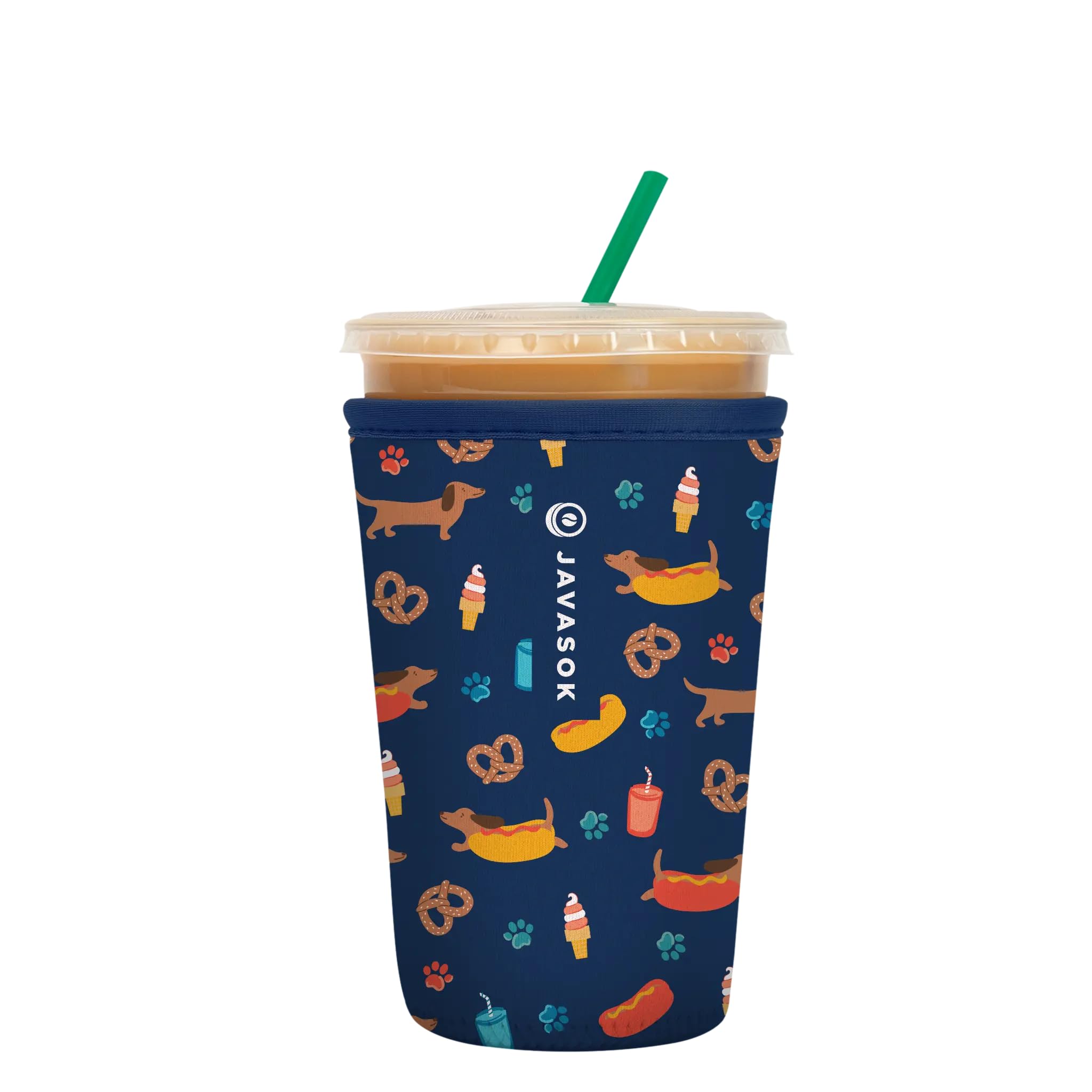 Sok It JavaSok Iced Coffee &amp; Cold Soda Insulated Neoprene Cup Sleeve (Hot Dawgs, Medium: 22-28oz)