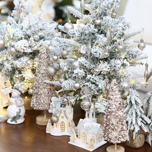 Sea Team 70-Pack Shatterproof Plastic Christmas Ball Ornaments Set, Multi-Size Christmas Baubles, Hanging Decorations for Xmas Tree, Wreath, Garland, (1.18-1.97 Inches, Champagne) - Thumbnail 3