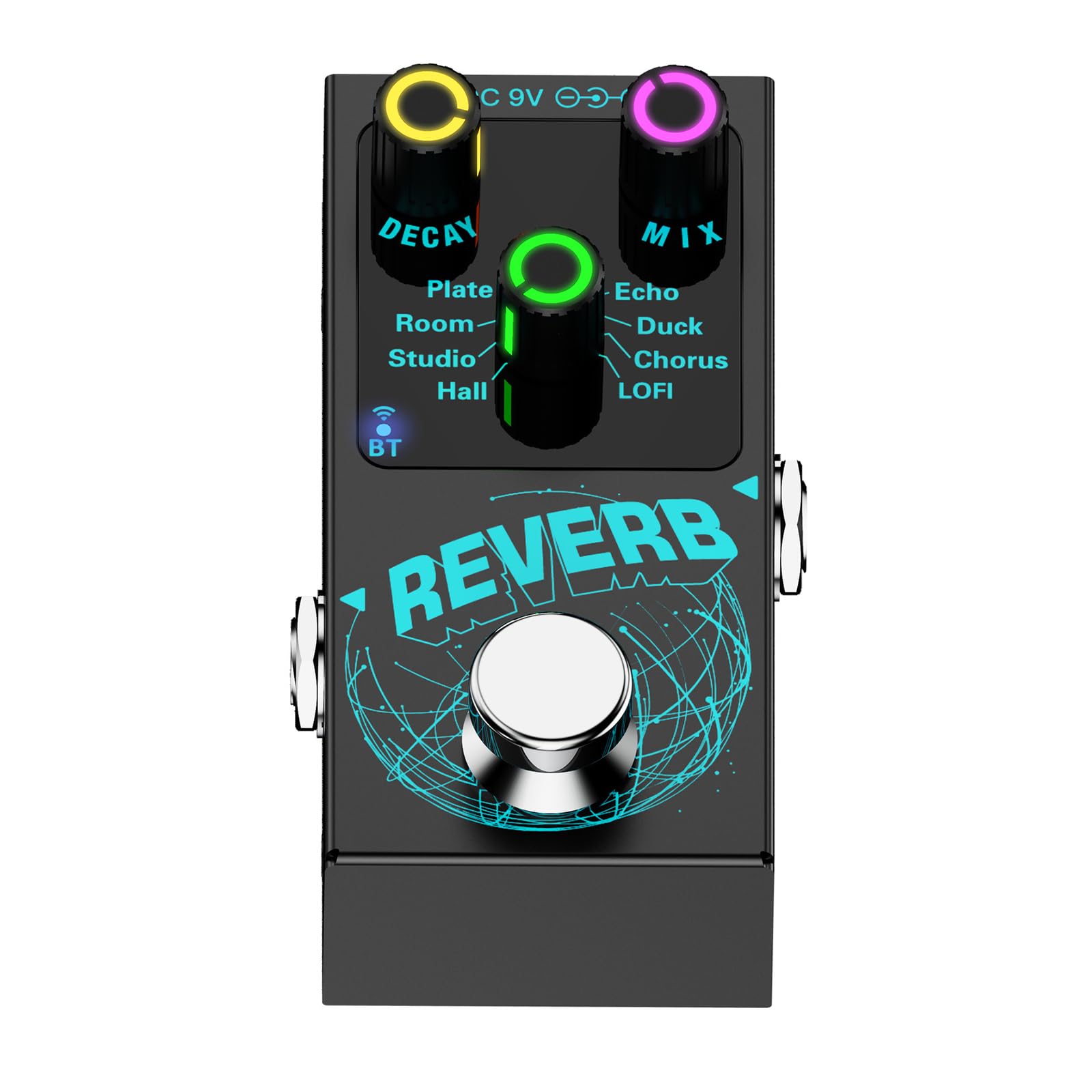 Pedal de Efectos de reverberación de Guitarra, Pedal de Efectos de reverberación de Bloque único, Pedal de Efectos de reverberación Digital de 9 Modos.