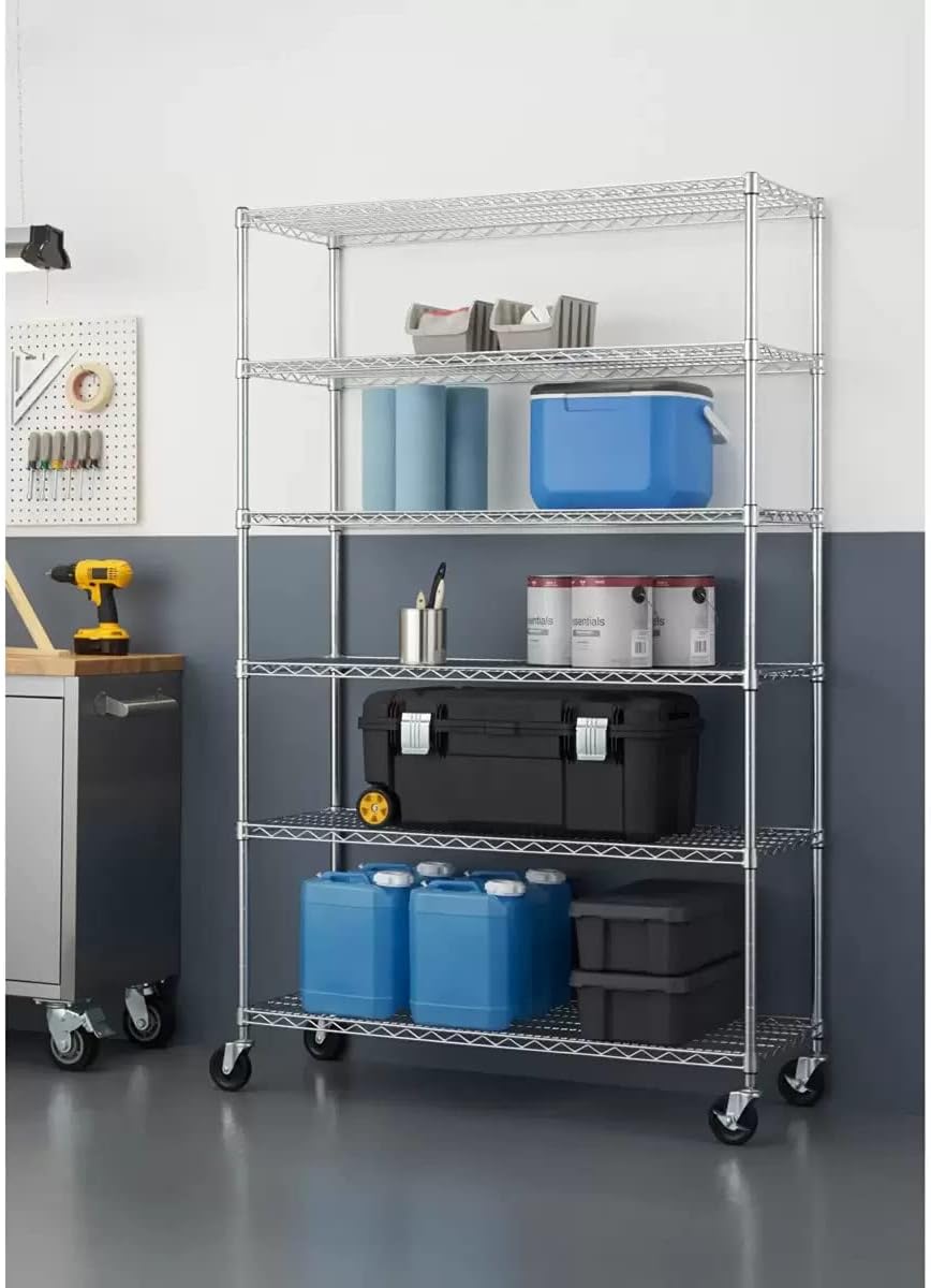 TRINITY 5Tier Heavy Duty Wire Shelving Rack, 60" X 24" X 72" NSF