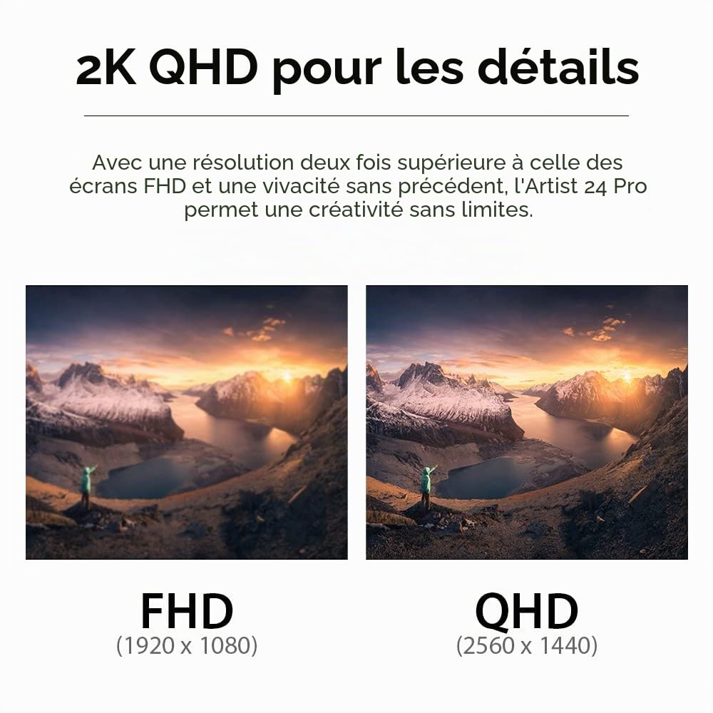 XP-Pen Artist 24 Pro Tablette Graphqiue à Ecran 2K QHD en 23.8 Pouces Stylet Passif 8192 Niveaux Connection USB-C - Compatible avec Windows/Mac/Android