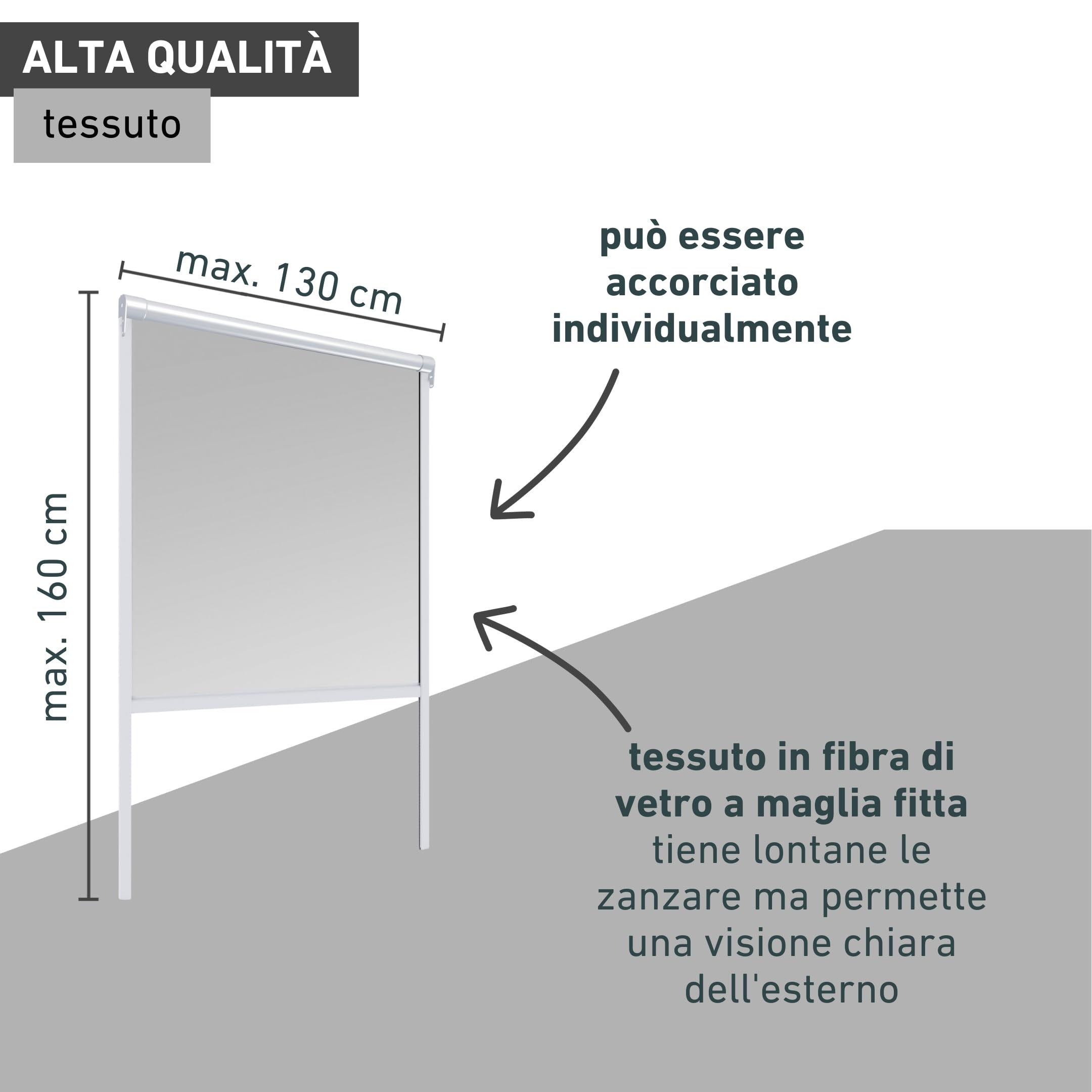 Windhager Protezione Insetti Basic, Zanzariera Avvolgibile in Alluminio, Kit Fai Da Te, 130 x 160 cm, Bianco, 04501