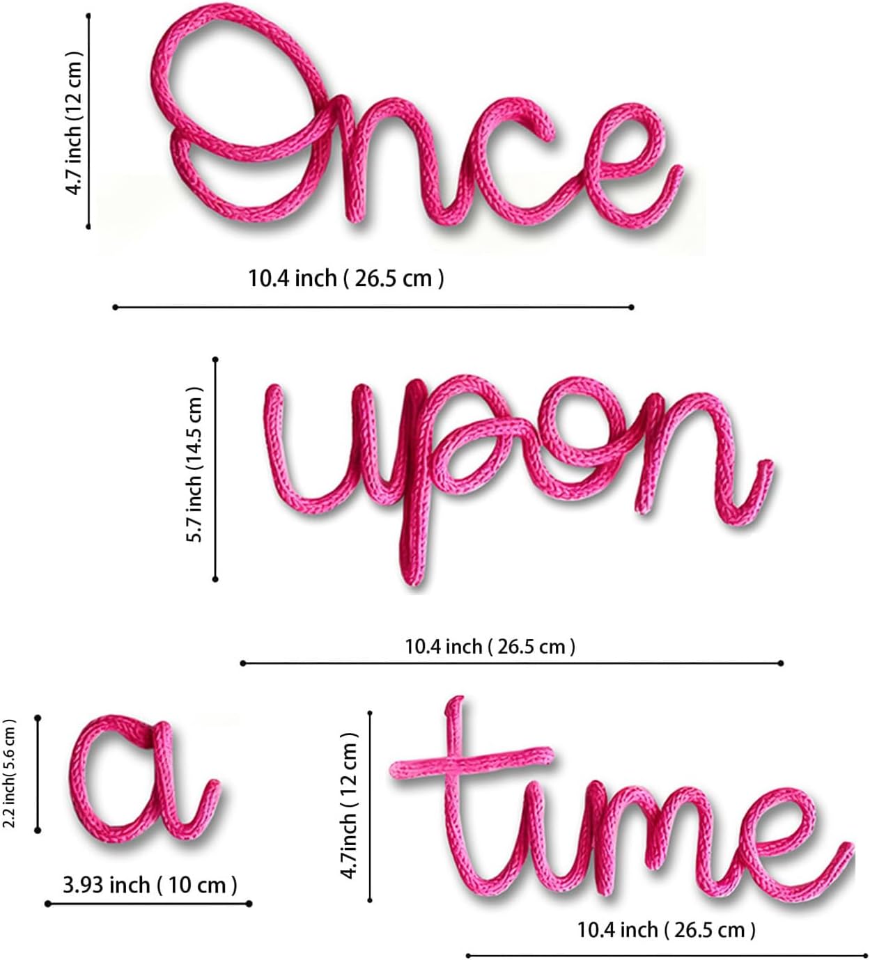 Once Upon a Time Sign Nursery Decor Once Upon a Time wire Wall Sign Decor for Reading Corner Kids Room Family Bookshelf Home Décor Birthday Present DIY Decoration (Rose)