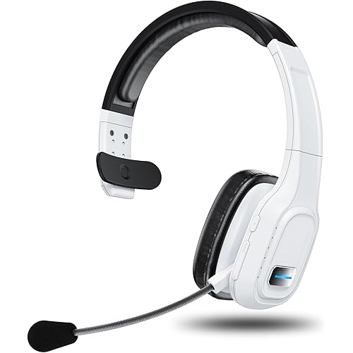 Bluetooth Headset, 60Hrs Working Time with Noise Canceling, Trucker Wireless Headset with Mic & Mute, Voice Control, Over Head Headphones Multipoint for Truck Driver, Office, CallCenter, Phone/PC