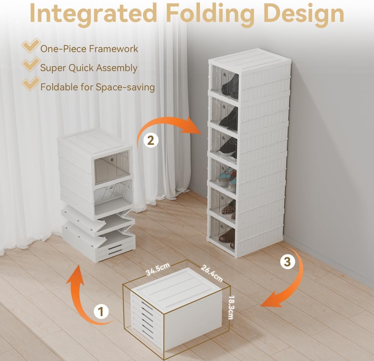 Shoe Rack for Home,Plastic Shoe Boxes with Lids, Stackable Installation Free Shoe Storage Bins Drawers, Shoe Stand Storage Organiser for Sneakers,Trainers,Hallway,Under Bed,Women,Men