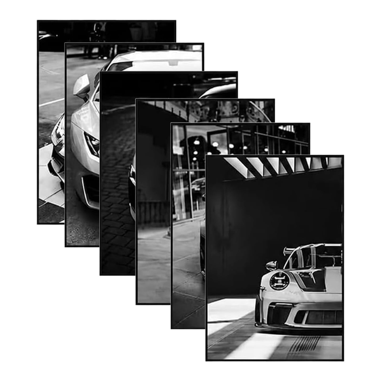 6 Vintage Supercar Posters 20x30cm - Sports Car Wall Art Decor