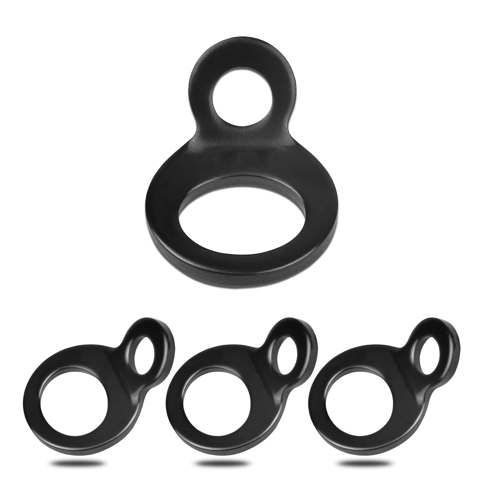 4 PCS Multi-Purpose Car Tie Down Anchor Hook, 0.7In x 1.5In Sturdy Stainless Steel O Tie Down Strap Rings, Universal Hook Replacement for Motorcycle Dirtbike ATV Trailer Truck (Black)