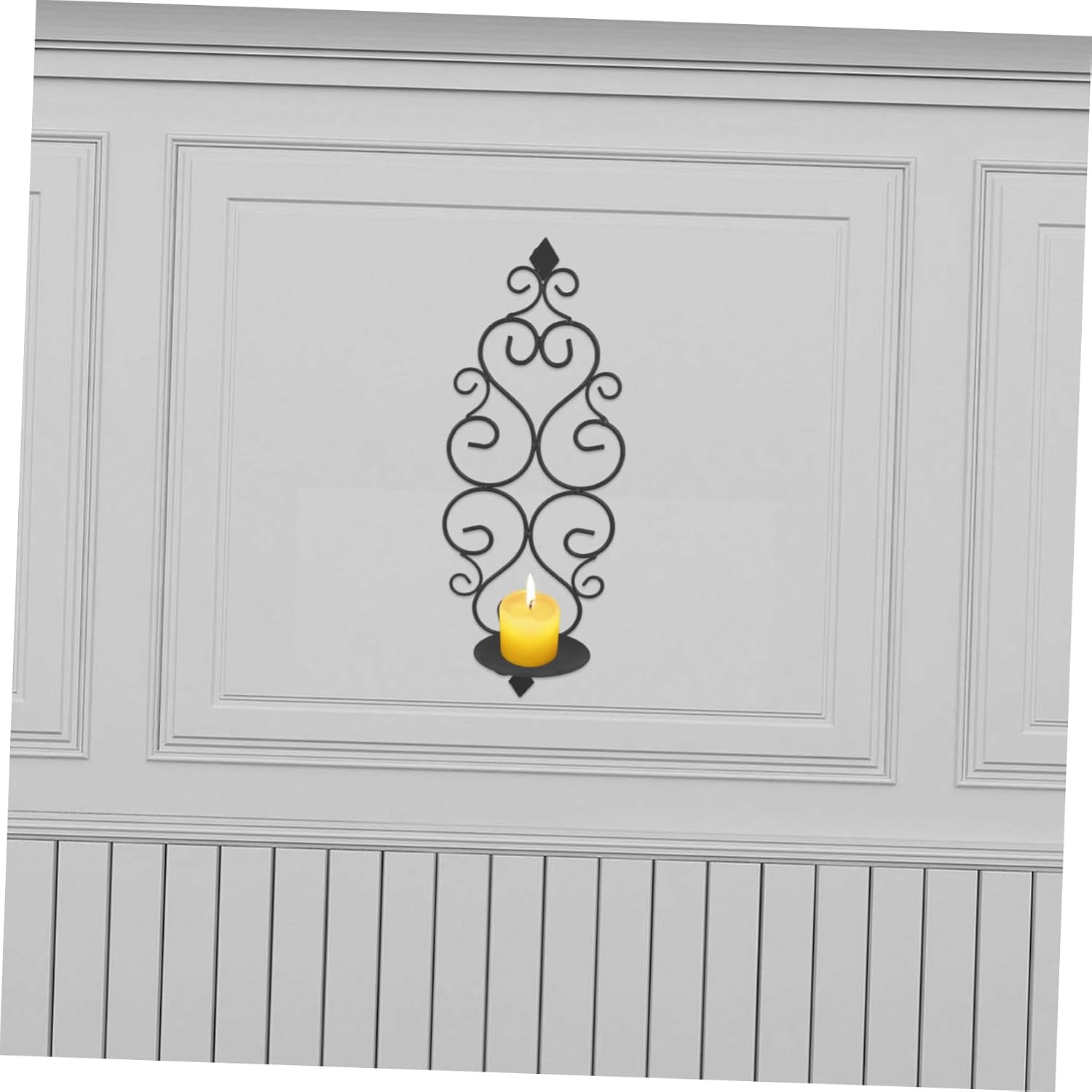 2Pcs Black Iron Wall Candle Sconces Decorative Tealight Holders for Bedroom Living Office Kitchen Wall Mount Candlesticks Display