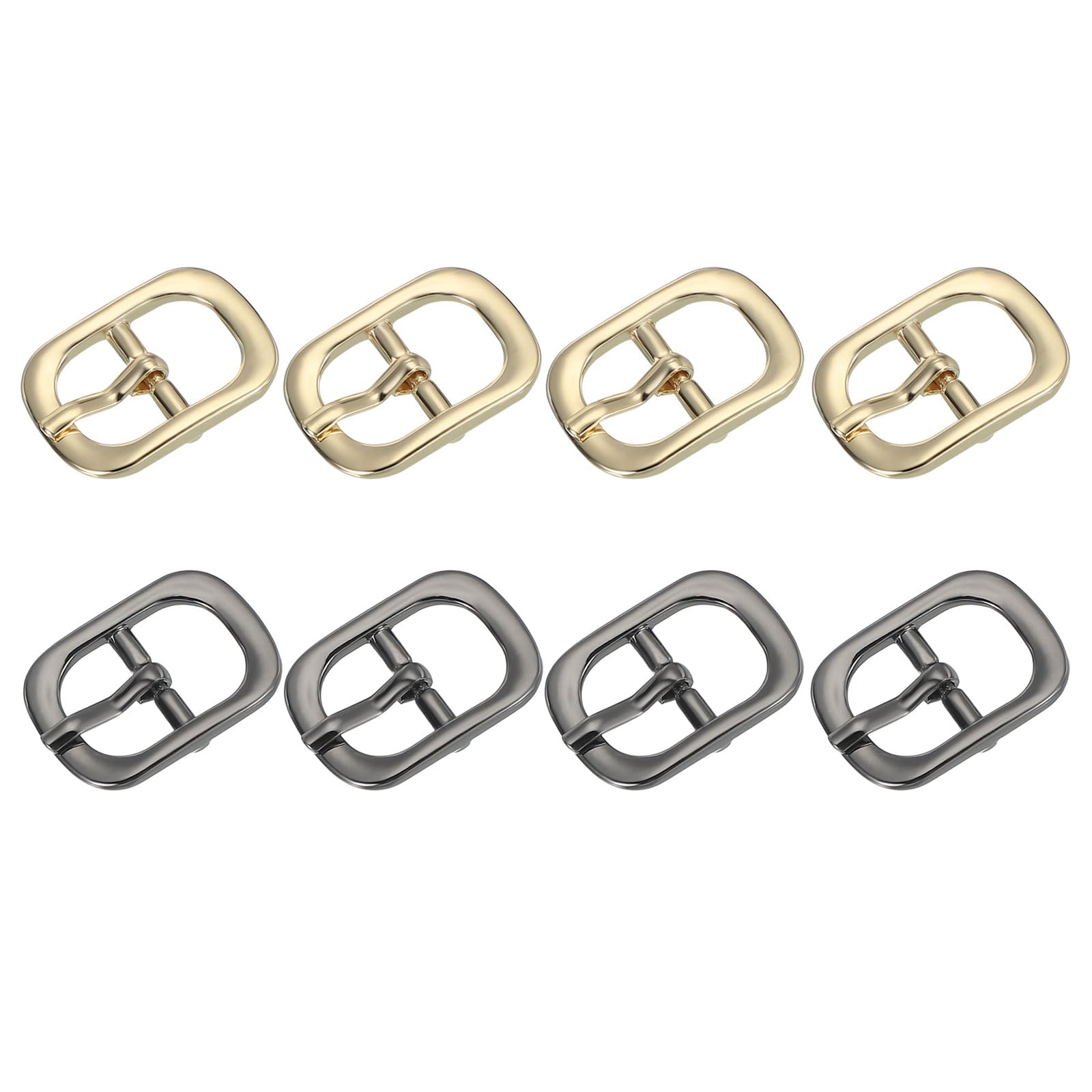 PATIKIL Single Prong Belt Buckle 1", 8Pcs Metal Roller Pin Buckle Oval Center Bar Buckles for Shoes Strap Belt Purse Making Leather Hardware, Light Gold/Black