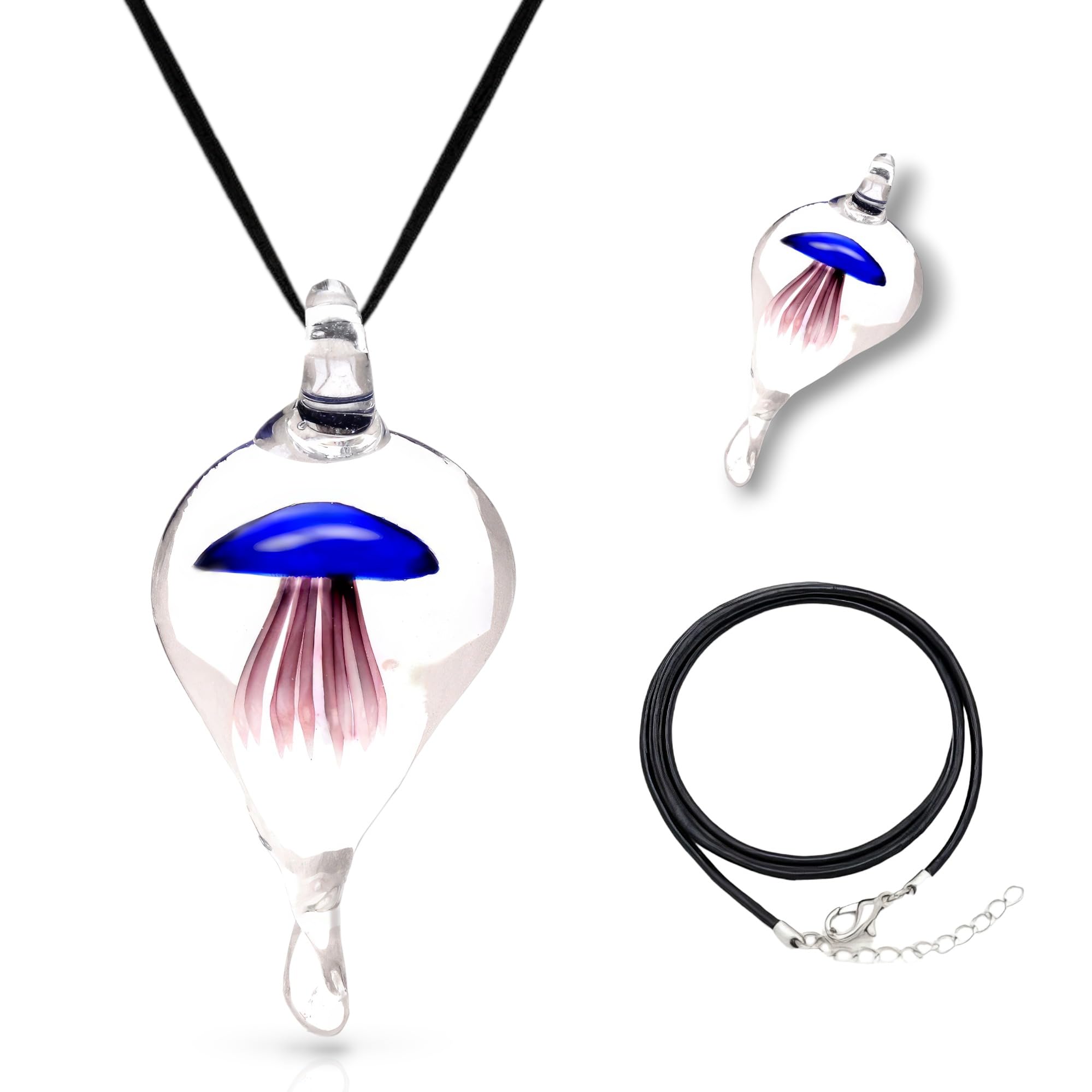 Murano Inspired Animal Blown Glass Pendant Necklace for Women Handcrafted Artisan Hypoallergenic Italian Style Jewelry
