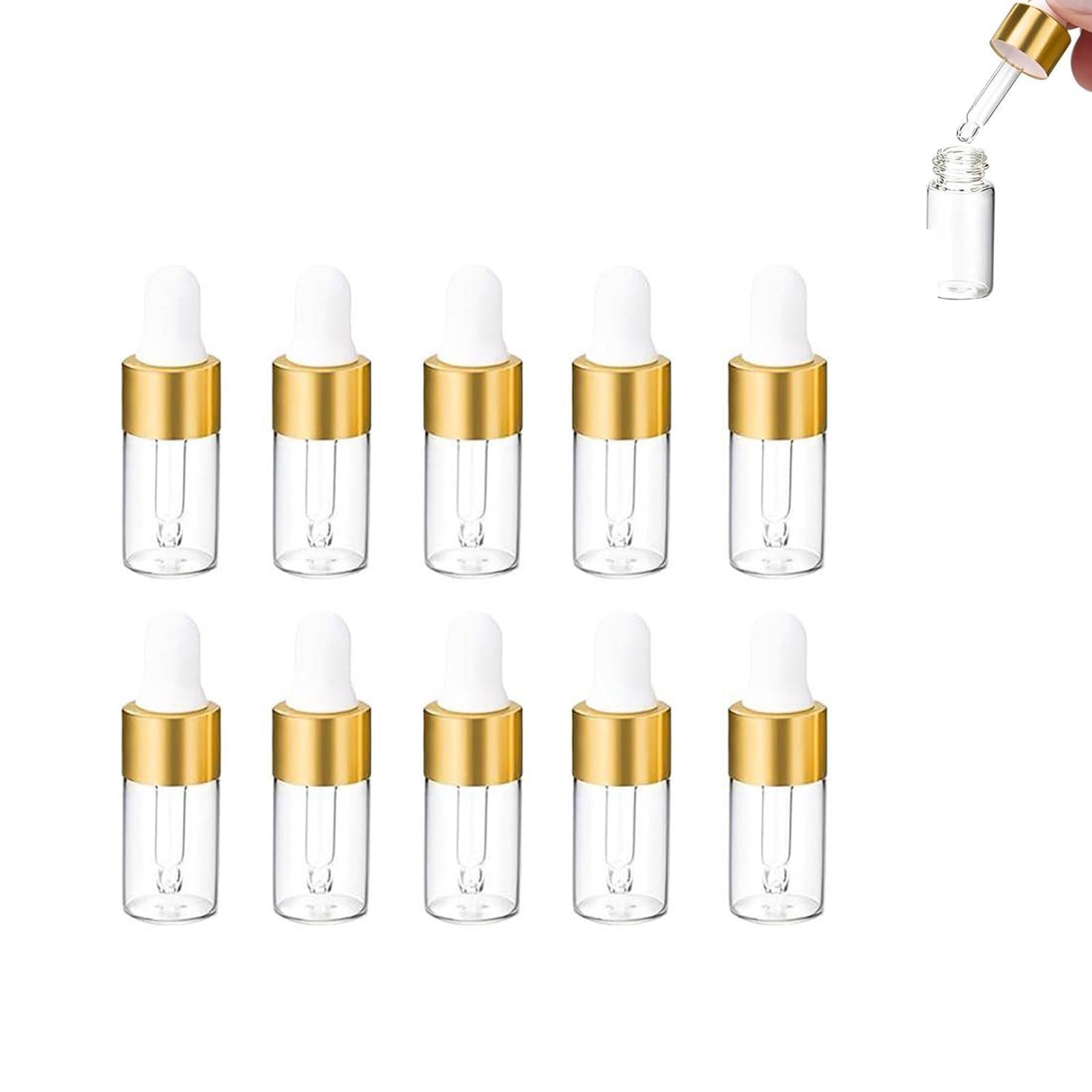 Manthan 10 Pack 3ml Dropper Bottle, Glass Set for Essential Oils and DIY Serums, Portable Oil Dispenser, Shot Bottles-image-38