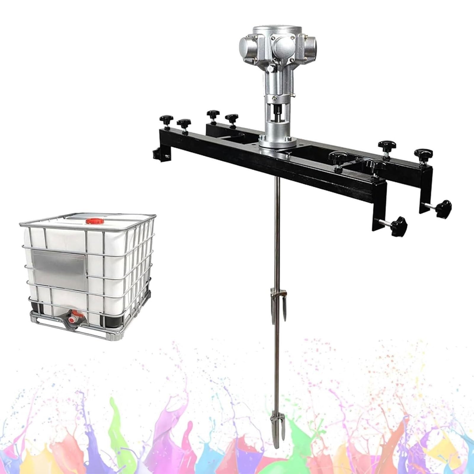 Pneumatic Paint Mixer 265 Gallon IBC Air Agitator, Bracket Mixer Paint Stirring Machine Mix Tool No-Load RPM: 2500RPM 1800RPM 1000RPM for Paint Coating Materials Viscous Liquid Ink(3 Cylinders)