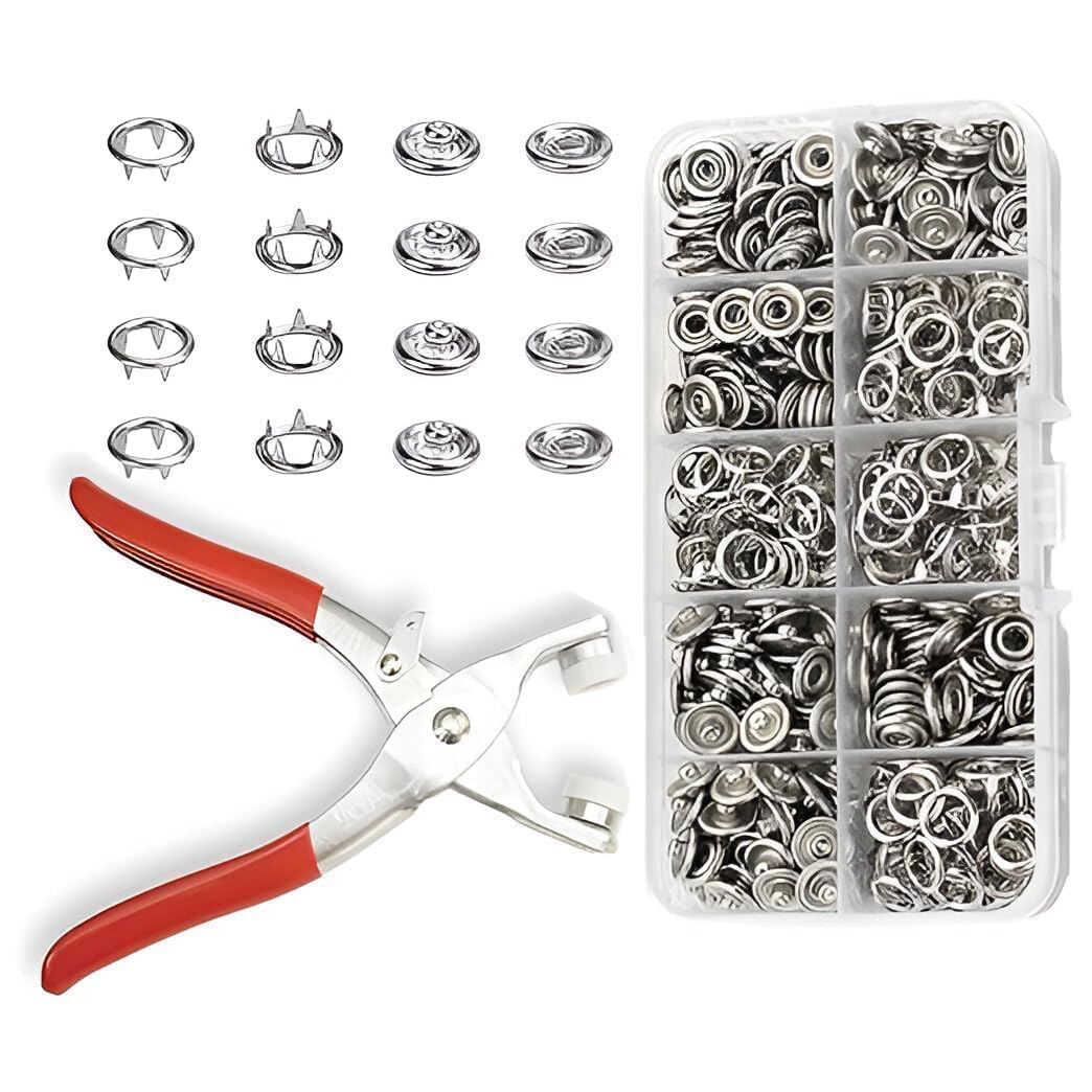 Snap Button Fastener Kit with Pliers Tool (100 Sets) | Metal Press Stud Buttons for Clothes, Leather, Bags & DIY Crafts | Stainless Steel Snap Kit with Storage Box for Tailoring & Repairs-image-33