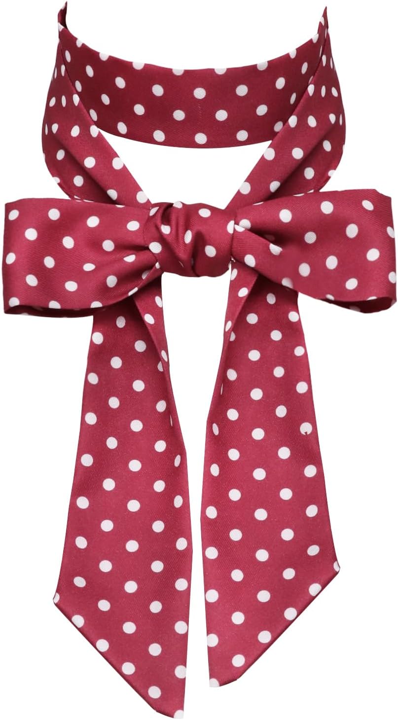 Skinny Scarf for Women, Satin Ribbon Womens Neck Ties Long Polka Dots Neck Scarf for Handbag Belt Accessories