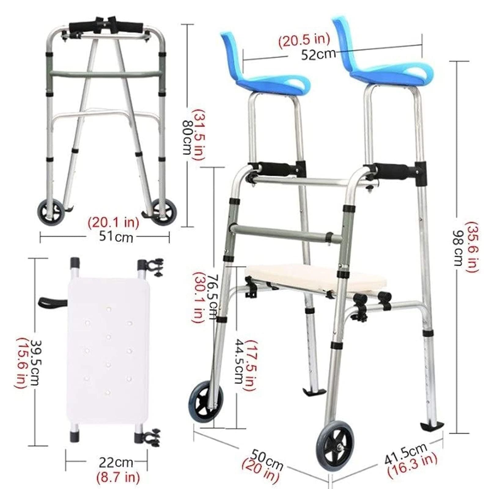 gehhilfe Klappbare Gehhilfe Standard-Gehhilfen mit 5 Rädern