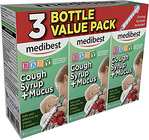 Cough & Mucus Natural Herbal Syrup for Babyâ€™s â€“ 3 Pack Cherry Flavored Syrup Relieves Cough, Dry Throat & Mucus with Immunity Support â€“ Ideal for Babyâ€™s 2 Months & Above