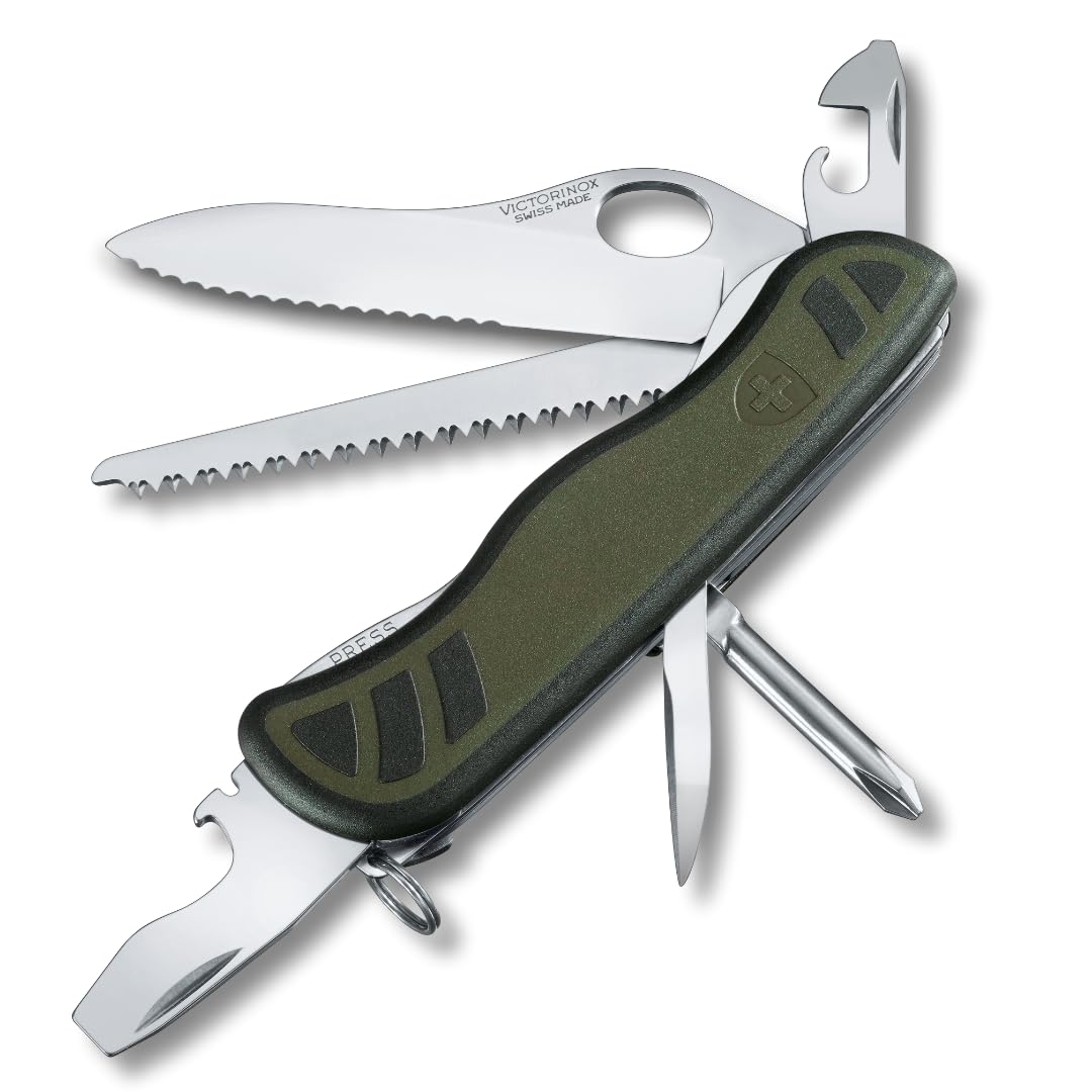 Swiss Army Knife - Soldier Knife - 10 Functions, Multi-utility Tool - Green, 111 mm (08461MWCH)