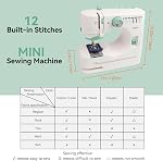 Machine à coudre multifonctionnelle pour débutants, 12 Machine à coudre portative à maille intégrée avec table d'extension & Kit de couture, double vitesse, fonction Twin-Needle pour la maison DIY Projets