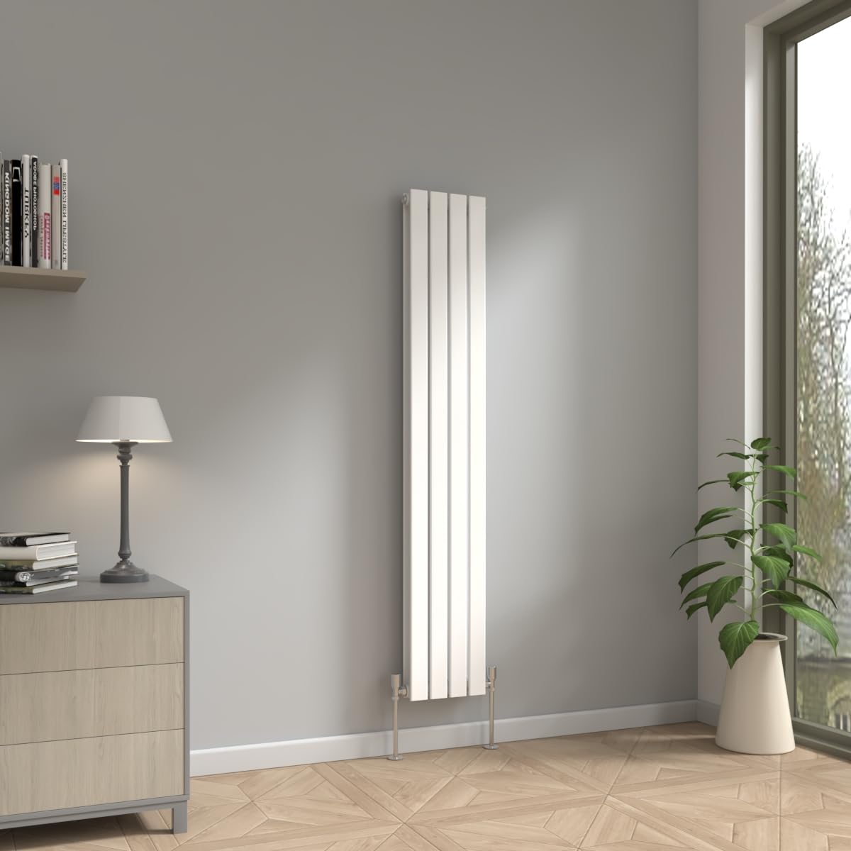 NRG 1600 x 272mm Vertical Radiator Gloss White Double Modern Flat Panel Bathroom Central Heating Heater Radiators