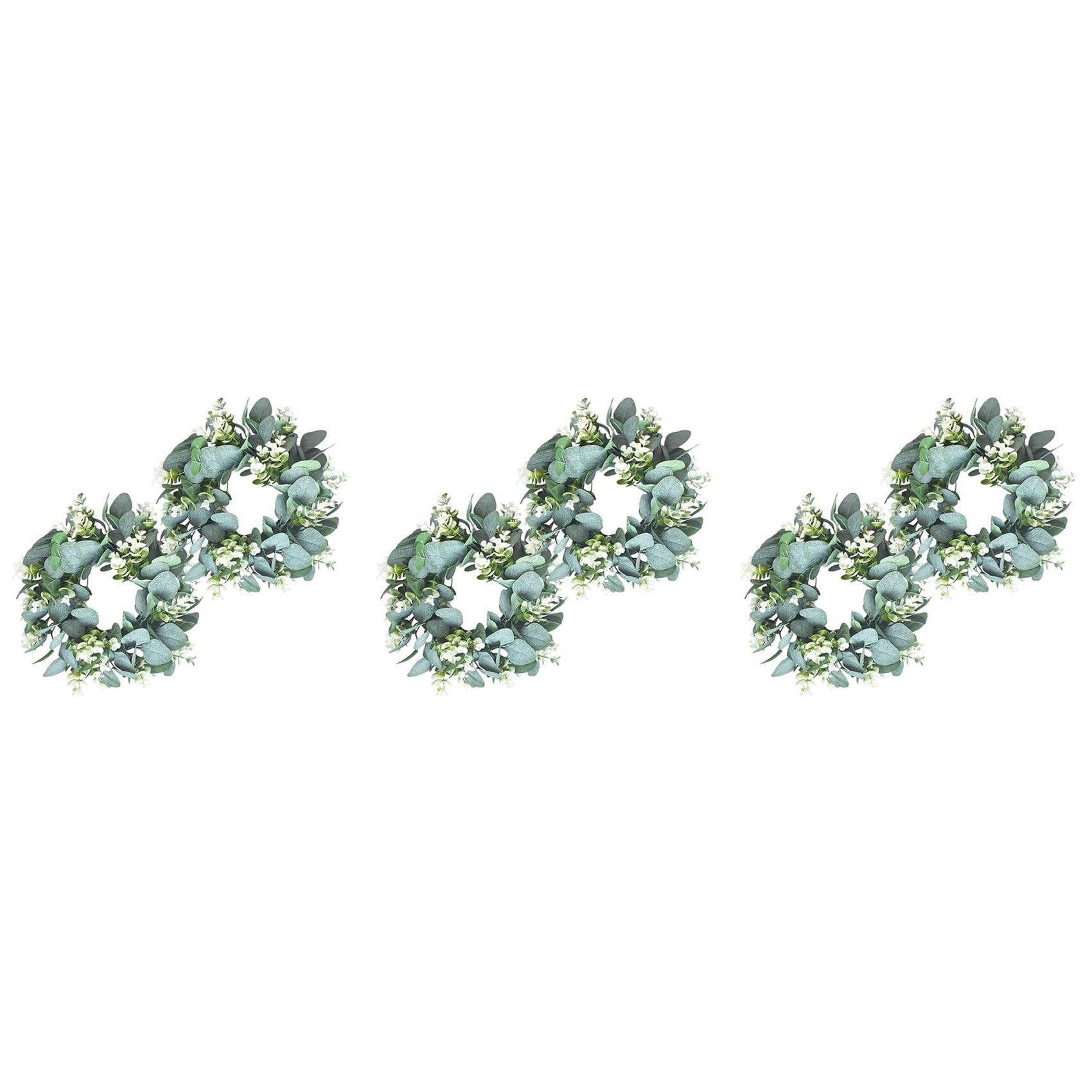 Hndhbfgrt 6 Pack Green Eucalyptus Wreath Round Wreath Artificial Wreath Farmhouse Wreath for Door Wall Window Deco,12Inch/PC