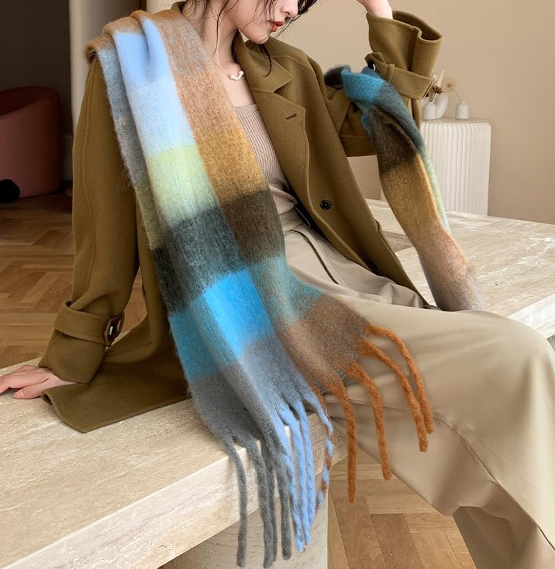 Chunky Scarf for Women Winter Plaid Thick Warm Long Shawl Wraps Cold Weather Big Christmas Fashion Blanket Scarves - Image 4