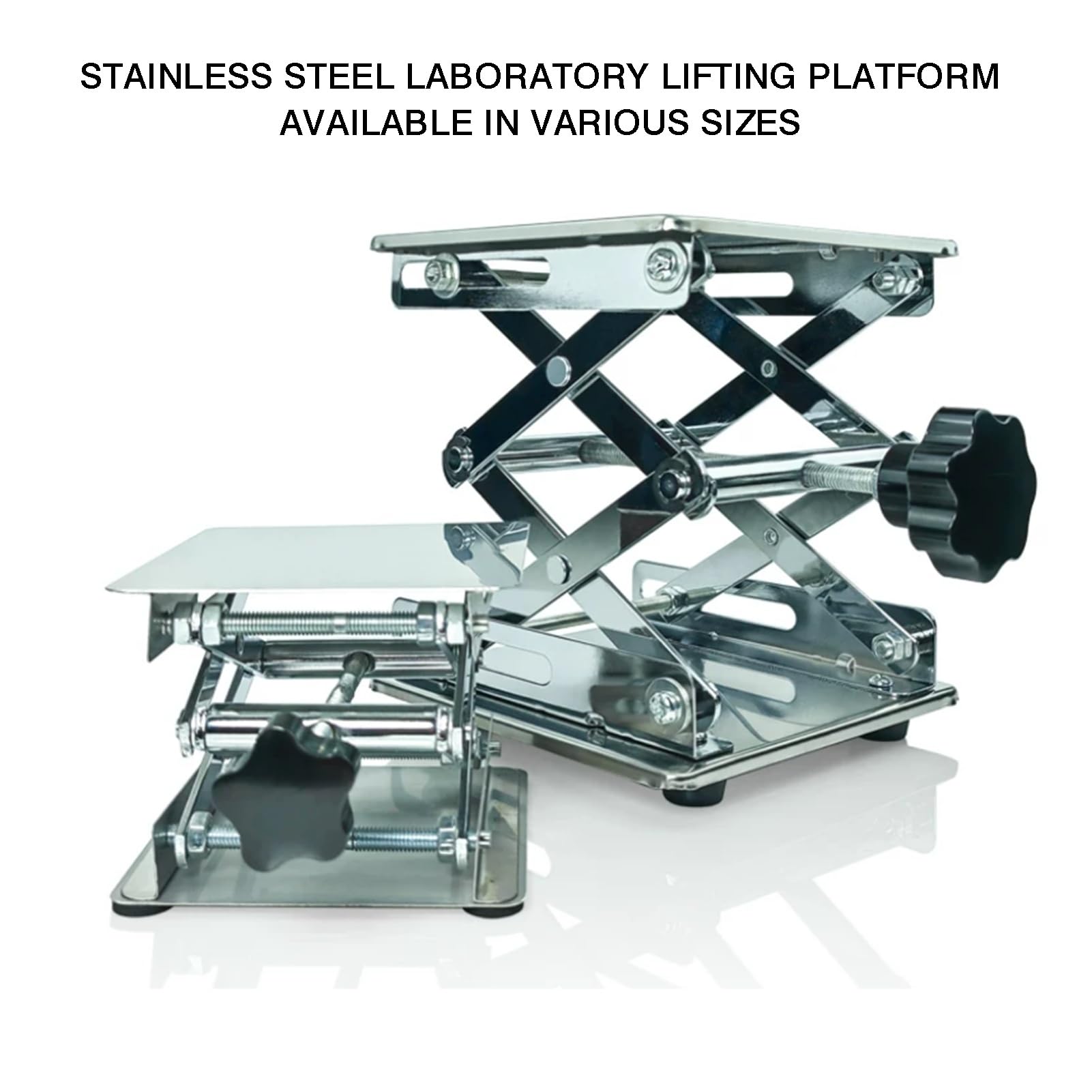 Plataforma Elevadora De Acero Inoxidable, Soporte Antideslizante | Altura de elevación manual 45-460 mm, Peso máximo de soporte 25 kg, for soporte de experimentos científicos(200x200mm)
