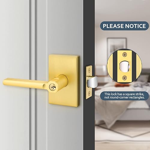 Miniatura 8 de EHOMEWARE Paquete de 4 manijas de puerta de paso, pomos de puerta de latón satinado para interiores, palancas de puerta de pasillo, armario, manija