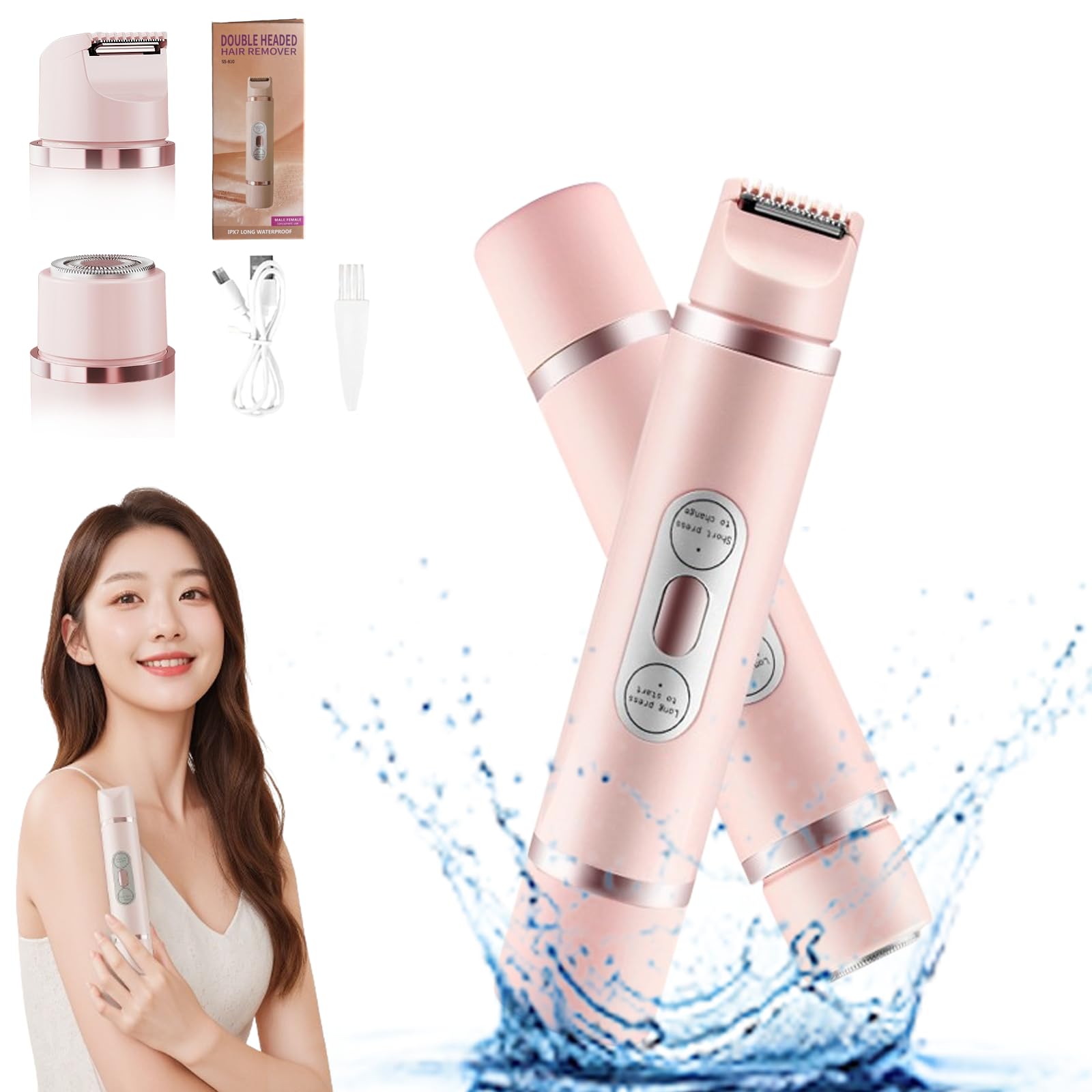 Comfort 2 in 1 Electric Lady Shaver,Calculation Shaver,Caliculation Shaver,Velvex Razor,Lazzda Shaver,Calculation Razor,The Trimmie 2.0 by Ezme,Waterproof Wet & Dry Use Dual Head Trimmer Women (Pink)