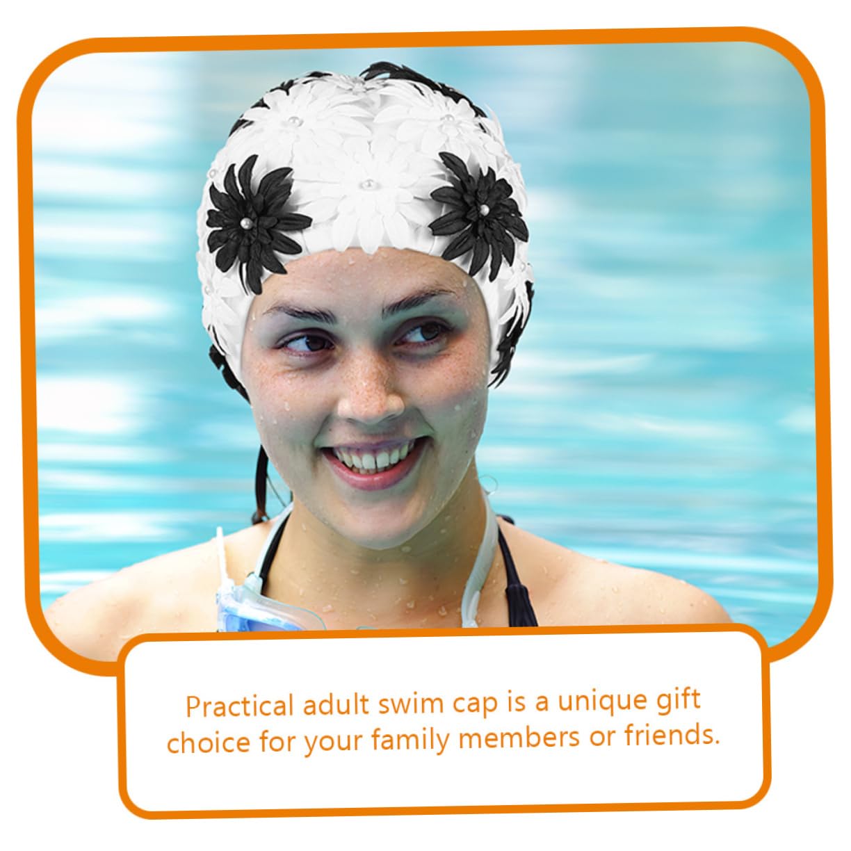BESTonZON Gorro De Natación para Mujer con Floral Protección del Cabello Gorro Elástico para Piscina para Pelo Accesorio De Natación Cómodo Y Portátil