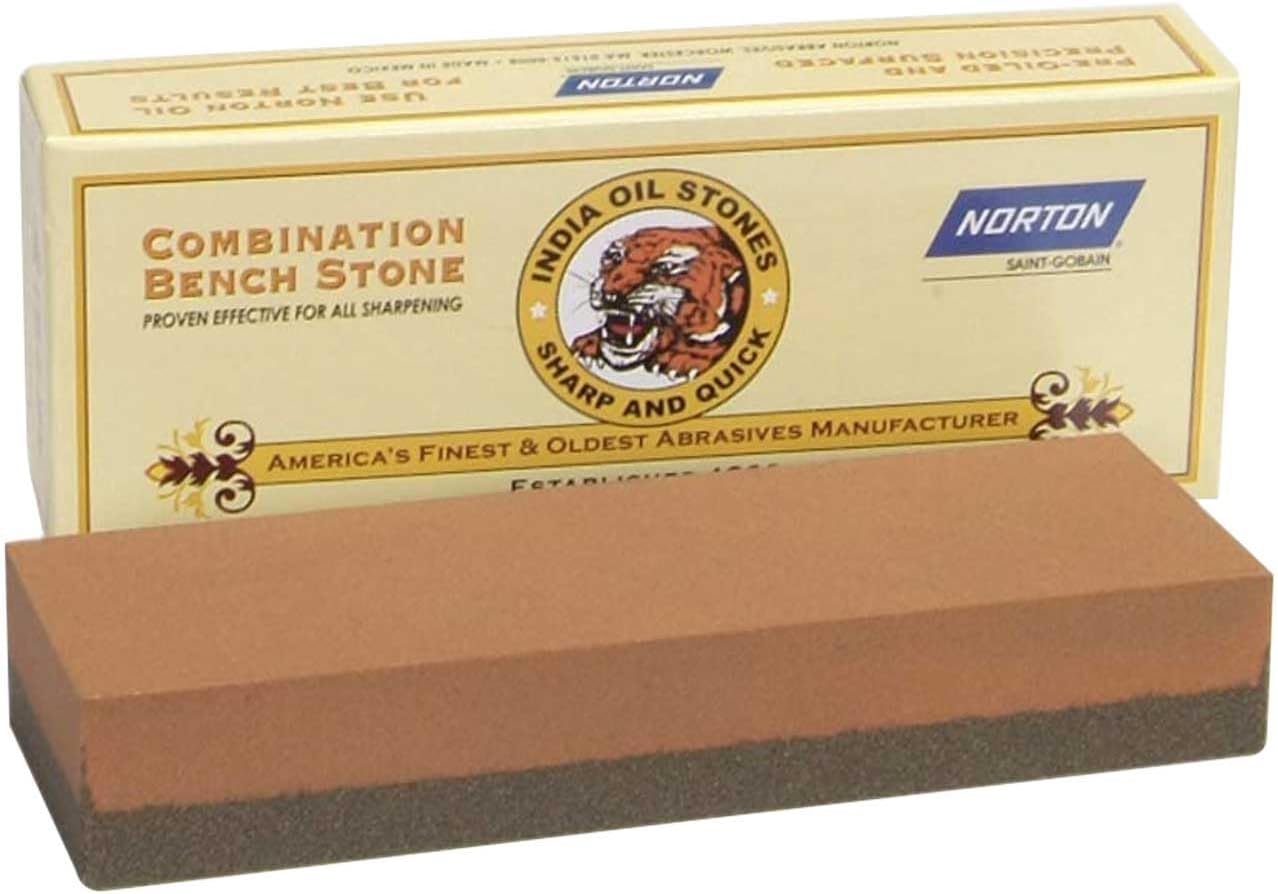Norton Combination Grit Abrasive Benchstone, Aluminum Oxide, 6" Length x 2" Width x 1" Height