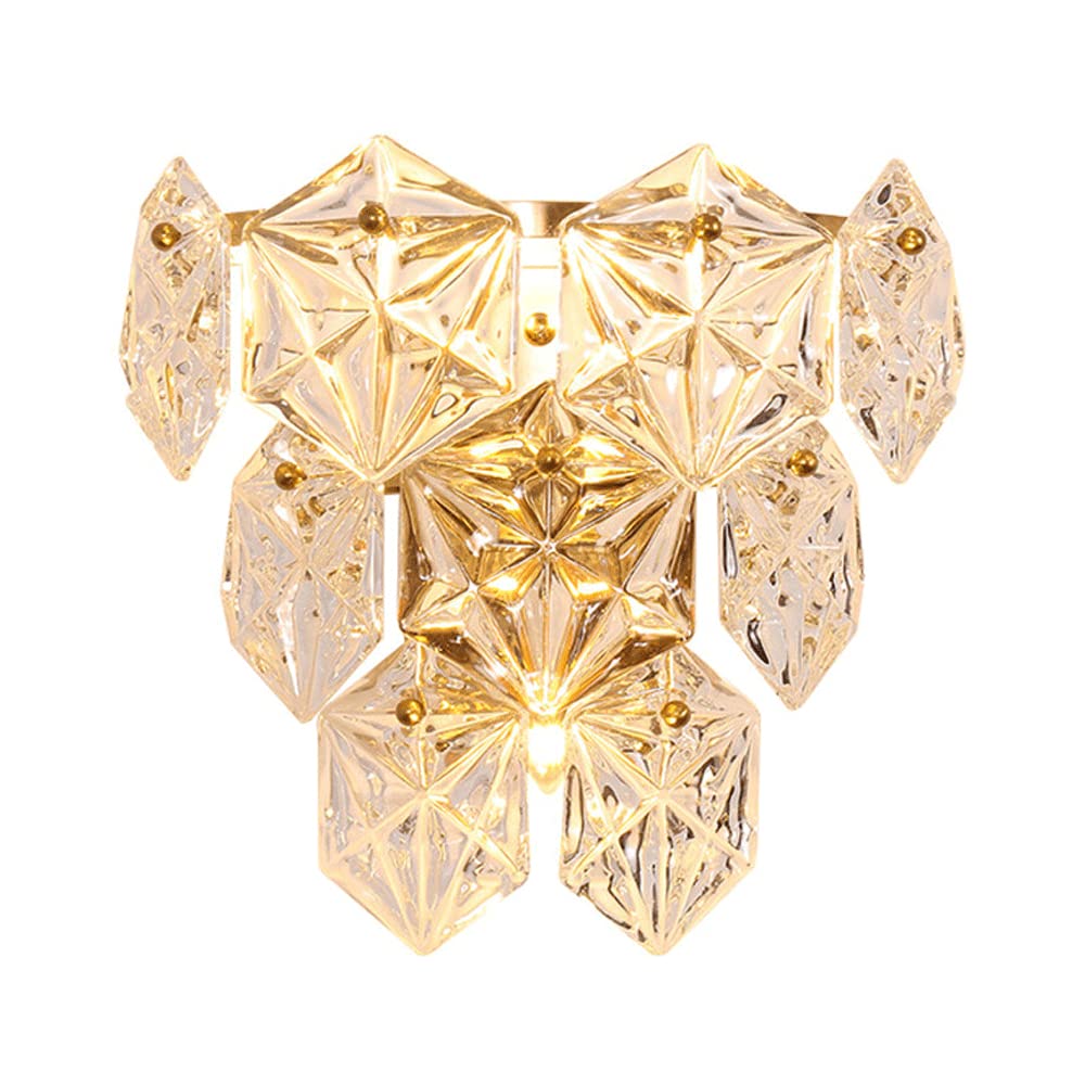 FYZDLAOR Nordic Style Decorative Crystal Wall Sconce,Wall Sconces Lighting 2 -Lights 3-Lights,for Bedroom Living Room Bathroom Hall Sconce Hall House(E14)